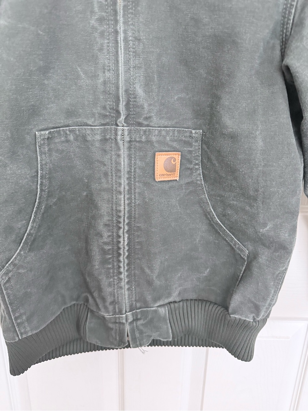 Sz 10-12 Youth Carhartt Distressed Canvas Hooded Active Jacket - Picture 3 of 4